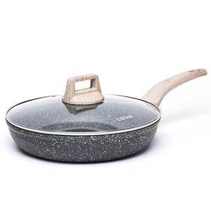 CAROTE Non Stick Frying Pan Skillet, 8" Nonstick Fry Pan with Glass Lid, Egg Pan Omelet Pans, Granite Cookware, PFOA Free (Classic Granite, 8-Inch)