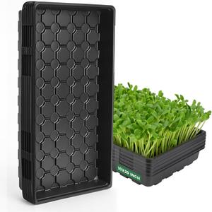 MIXC 10 Pack 1020 Seed Starter Trays, Extra Thick Heavy Duty Trays - No Holes, No Leak, Reusable Propagation Flats for Microgreens, Seedlings, Plant Germination, Fodder and Transplant (Black)