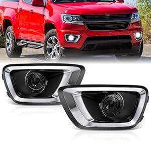 SINYATO INDUST Upgraded LED Fog Lights Assembly Compatible with 2015-2019 Chevy Colorado, Front Bumper Driving LED Fog Lamps with Wiring Harness And Switch Clear Lens High Performance DOT Compliance