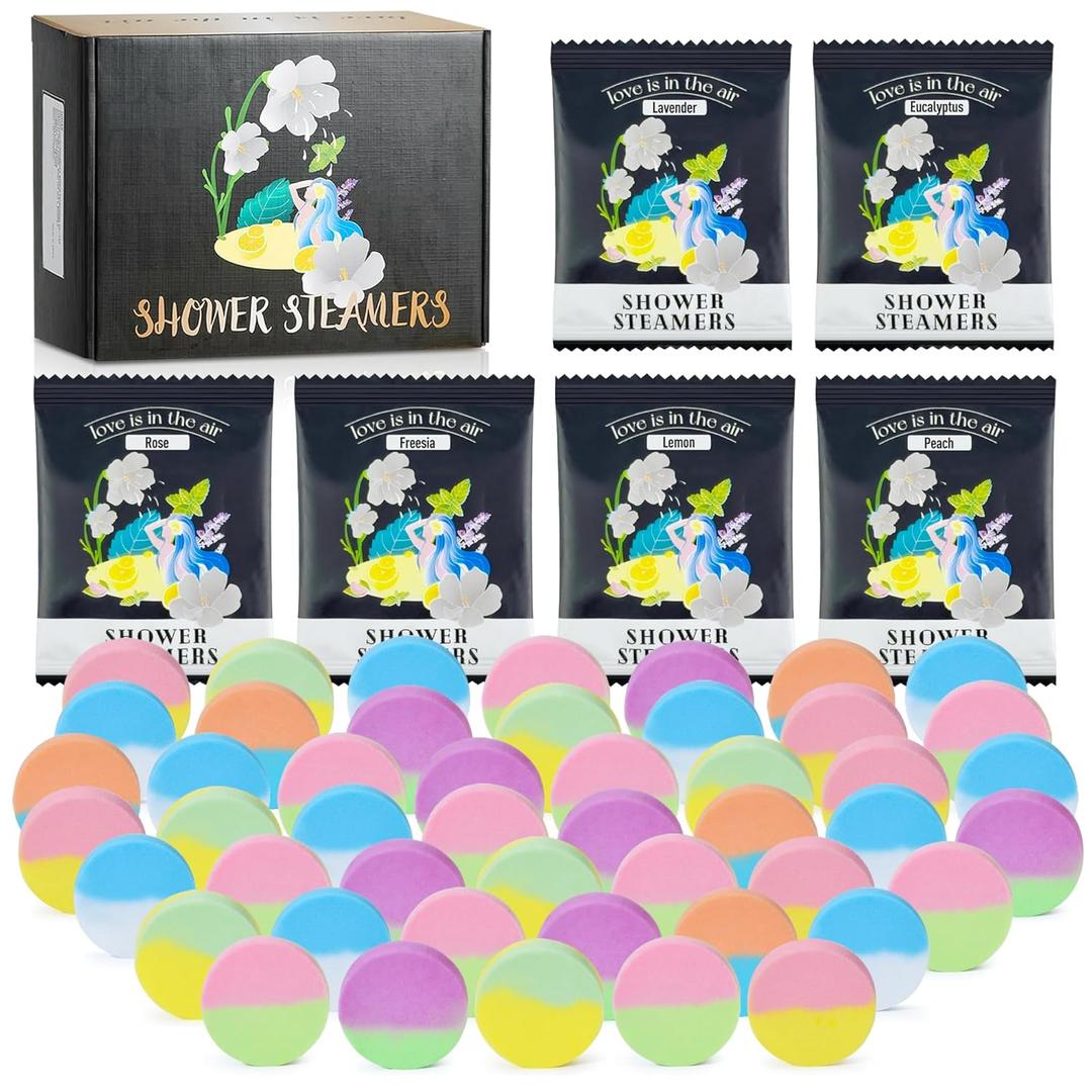 43pcs Aromatherapy Shower Steamers - Relaxation Birthday Christmas Set for Women and Men, Shower Bombs Tablets for Stress Relief and Self Care, Luxury Home Spa