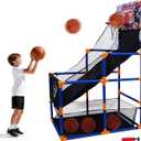 Arcade Basketball Game Set with 4 Balls and Hoop, Kids Basketball Hoop Indoor Outdoor Sports Toy Gifts for Kids Boys Girls 3-8 Years Old, Ideal for Competition