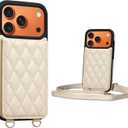 2 x Keallce for iPhone 17 Pro Wallet Case with Crossbody Strap, 4 Credit Card Holder with RFID Blocking, Magnetic Closure iPhone Stand Flip Cover Shockproof for Women,6.3inch Beige
