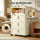 5 Tier Foldable Storage Cabinet with Lids, 313QT Large Premium PP Storage Organizer with Magnetic Doors and Wheels, Heavy Duty White Storage Bins for Home, Office, Kitchen, Dorm