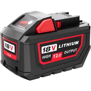 18V 12.0Ah High Output Lithiun Replacement Battery for Milwaukee Compatible with M-18 Milwaukee Battery and 18 Volt Cordless Power Tools