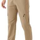 TBMPOY Men's Hiking Pants Lightweight 6 Cargo Pockets Quick Dry Water Resistant Outdoor Travel Work Fishing (32, Khaki)