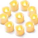 Homemory 12-Pack Flameless LED Tea Lights Candles Battery Operated, 200+Hour Fake Electric Candles TeaLights for Votive, Anniversary, Wedding Centerpiece Table Decor, Funeral, Halloween, Christmas (Warm White Glow Ivory Body)