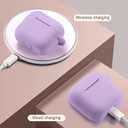 Maxjoy for Apple Airpods 4th Generation Case Cover(2024), Silicone Case with Cherry Blossom Ornament Keychain Compatible with Airpods 4 case for Women,Men-Lavender