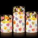 Blosssound 3 Pack Valentine's Day Flameless Candles Battery Operated Conversation Hearts Flameless Flickering Candles LED for Home Romantic Valentine's Collection Gifts Holiday Table Decorations (Colorful)