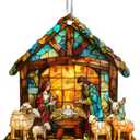 3 x Nativity Scene Ornament, Religious Gifts for Women Christian, Men, Unique Catholic Gifts for Christmas, Christmas Xmas Tree Decor, Stocking Stuffers for Women, Kids, Men (Flat)