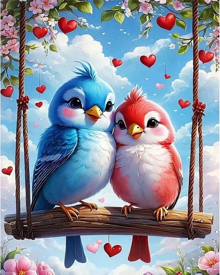 YALKIN Paint by Number for Adult Kits, DIY Birds Oil Acrylic Painting Kits for Adults Beginners on Canvas for Home Wall Decor Gifts 16x20 inch/40X50CM (No Frame)