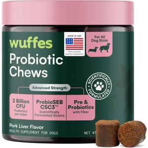 Probiotic Chews for Dogs, Gut & Immune Support, 60 ct | Supplement for Digestive Health. For All Breed Sizes. Made with Prebiotics, Probiotics and Fiber. 3 Months+. Pork Flavor.