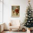 Evcprz Christmas Santa and Reindeer Wall Art Poster Hanger Frame, Rustic Christmas Decor, Winter Xmas Snowy Forest Hanging Canvas Prints Wall Art Decor for Home Living Room Bedroom, 12x16 Inch