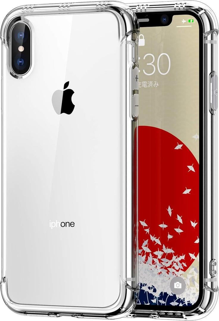 ONES for iPhone X/Xs Case Clear, Slim Soft TPU Silicone Cover for iPhone 10s / 10, Military Drop Protective Thin Phone Bumper Case with Shockproof Airbags, Yellowing Resistant, Transparent (HD High Transparency)