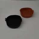 2 Pack Air Fryer Silicone Liners Pot for 3 to 5 QT, Air Fryer Silicone Basket Bowl, Replacement of Flammable Parchment Paper, Reusable Baking Tray Oven Accessories, Brown+Blk, (Top 8in, Bottom 6.75in)