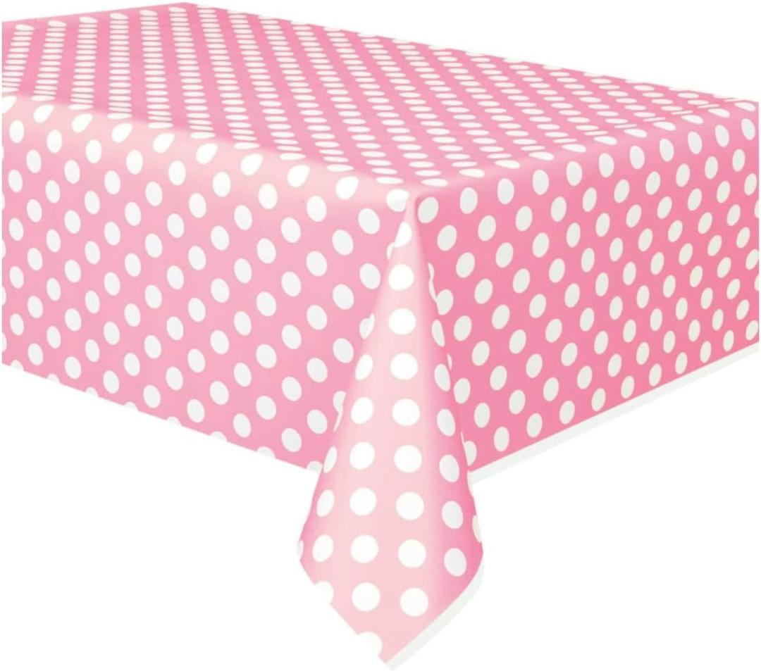 Dotted Rectangular Plastic Table Cover | 54" x 108" | Lovely Pink | 1 Pc
