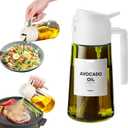 16oz/470ml Glass Olive Oil Sprayer for Cooking - 2 in 1 Olive Oil Dispenser for Kitchen Gadgets, Air Fryer, Salad, and BBQ (beige)