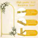 Metal Arch Stand and Cover Set,1 White Spandex Fitted Backdrop with 1 Gold Wedding Arched Stand Frame for Parties Birthday Baby Shower Bridal Banquet Decoration (6FT)