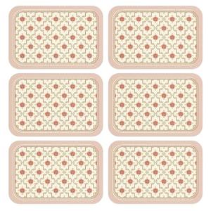 patdrea French Floral Red Rectangular PVC Placemats, Pack of 6, Waterproof Insulation, Soft and Durable, Suitable for Dining Table, Kitchen and Coffee Table Decoration,12"*17"