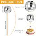 100 Pieces Disco Ball Cupcake Toppers, Disco Ball Cake Picks Mini Disco Ball Decorations Cake Topper Sticks for 70s Theme Disco Party, Birthday, New Year, Party Favor