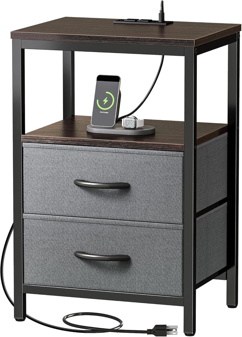 Huuger 8686 Night Stand, Gray