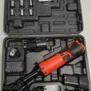 Cordless Electric Ratchet Wrench Set, 40 Ft-lbs, 550 RPM Power Ratchet,16.8V electric ratchet 3/8" drive with Variable Speed, 1/4" Adapter, LED Light, 2 * 2.0Ah Batteries and Fast Charger