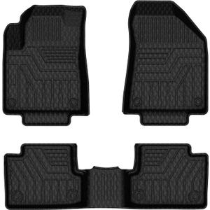 Mixsuper Floor Mats for Jeep Cherokee 2016-2023 (Not for Grand Cherokee), Custom Fit TPE All-Weather Floor Liners, Waterproof Anti-Slip Heavy Duty Mats, 1st and 2nd Row Accessories Set Black