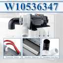 [Upgraded]W10536347 Washer Drain Pump Assembly, Exact for Whirl.pool Cabrio, Ken.more Oasis, May.tag Bravos model washing machines|3 Screws|Replace W10217134 AP5650269 W10281682 by TOMOON