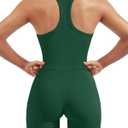 SUUKSESS Women 2 Piece Workout Sets High Waisted Biker Shorts with Pockets Built in bra Racerback Tank Tops (Green, M)
