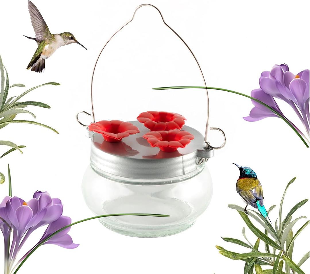 Nature's Rhythm Bird Feeder, Cylindrical Metal Mesh Feeder Small Bird Feeder Comes with Three Flowers