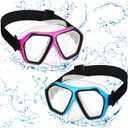 Fabbay 2 Pcs Adult Swimming Goggles with Nose Cover Diving Mask Elastic Strap Anti Fog Swim Snorkel Masks Wide View for Men Women Summer Diving Snorkeling Swimming