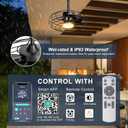 Coolbull 20 Inch Outdoor Ceiling Fans with Light, IP63 Waterproof Gazebo Fan with Hanging Hook, Plug-in Caged Ceiling Fan, Remote&APP Control, 3 CCT, 6 Speeds for Patio, Pergola, Canopy, Black
