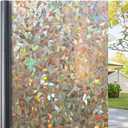 Haton Window Privacy Film, Stained Glass Rainbow Film Decorative Window Clings, Static Cling Sun Blocking Sticker Decal Covering Tint for Home Heat Control, Non-Adhesive, Brown 35.4" x 157.4"