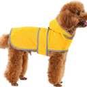 Dog Raincoat, Waterproof Dog Rain Jacket with Hood, Adjustable Rain Coat Poncho with Reflective Strips & Leash Hole for Large Medium Small Dogs Puppies, Lightweight Pet Clothes (Yellow)