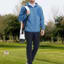 M MAELREG Hoodies for Men Quarter Zip Hooded Pullover Heavyweight Warm Microfleece Golf Polar Fleece Sweatshirt for Men (Blue, M)