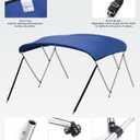 KEMIMOTO Bimini Top for Boat, Bimini Tops Cover 600D Marine Grade Canvas Boat Canopy with 6ft Length 54 in - 96 in Width 46 in Height, Includes Mounting Hardware, Straps Rear Support Poles