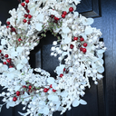 24 inch White Christmas Wreath,Winter Wreaths for Front Door with Pinecones Berries for Fireplace Xmas Decorations,Front Porch Decor and Wall Window Decor