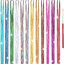 Hair Tinsel Kit 12 Colors, 2500 Strands 48 Inches Sparkling Tinsel Hair Extensions with Tool, Fairy Hair Tinsel for Birthday Halloween Christmas New Year Party