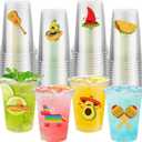 50 Pcs Mexican Fiesta Plastic Cups 16 oz Mexican Party Cups Cinco De Mayo Disposable Cup Clear Drinking Cup Bulk for Taco Birthday Hispanic Heritage Month Party Supplies