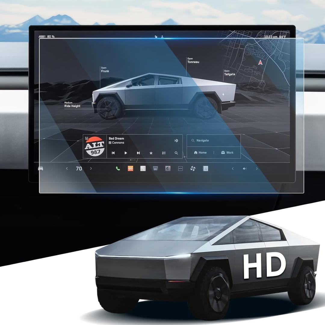 For 2024 2025 Cybertruck Screen Protector 18.5 Inch Glossy Tempered Glass Touchscreen *1 Accessories 9H Hardness Glass - No More Scratch&Fingerprint