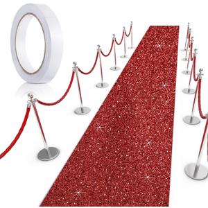 Tatuo Carpet Runner Runway Rug 55 GSM Thickness with Carpet Tape for Prom Wedding Party Outdoor Indoor Hallway Rug(2.46 x 30 Feet,Glitter Red)