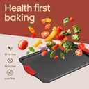 BAKKEN Cookie Sheets for Baking Nonstick Set - 3-Piece Stackable Carbon Steel Baking Sheet Pans Set with Silicone Handles, Non Toxic Cookie Sheets for Baking Bakeware Set - Gray Marble