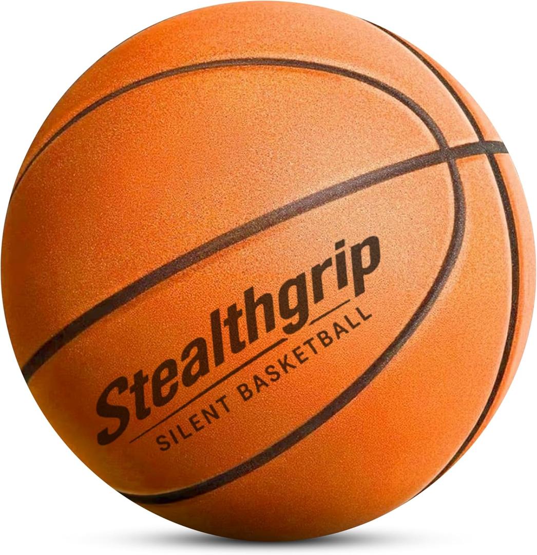 Silent Basketball Size 7 (29.5") - Grooved Airless Indoor Basketball for Quiet Dribbling and Indoor Training, Pro PU Foam Ball - Real Feel Higher Bounce Quieter Premium