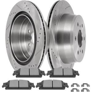 SCITOO Rear Brake Kits Drill & Slotted Brakes Rotor Brakes Pads:D1707;55133