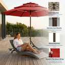 10ft Patio Umbrella, 3 Tier Outdoor Market Table Umbrellas with 8 Fiberglass Ribs and Push Button Tilt, Windproof, Vented Canopy, UV Protection for Deck, Pool, Backyard, Red