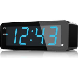 KWANWA Digital Alarm Clock with Large 1.8" LED Display, Battery Operated, 3-Level Adjustable Brightness, Loud Alarm with Snooze, 12/24H Format, Easy to Read for Bedroom, Seniors, Kids, Heavy Sleepers