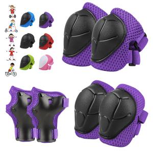6PCS Kids Protective Gear Set, Knee Pads for Kids 3-10 Years Old, Toddler Elbow Pads, Wrist Guards, Skating Cycling Bike Rollerblading Scooter, Upgraded & Durable Material, Boys, Girls,Youth, Purple