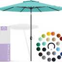Midtown Umbrellas Sunbrella Umbrella 9 Feet Outdoor Umbrella With Sunbrella Aruba Acrylic Fabric - Auto-Tilt Aluminum Frame Patio Umbrella For Backyard, Deck, Garden, Pool - Black Pole