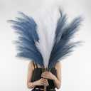 Pampas Grass Decor Tall, 43"/110cm Faux Pampas Grass 6 Stems Large Pompass Grass Branches Tall Bulk Boho Flower Arrangement for Home Room Wedding Party Decor (Blue & White & Indigo)