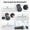 TECKNET Rechargeable Bluetooth Mouse, [ USB + BT5.0 + BT3.0 ] Wireless Mouse, Ergonomic Design, Silent Click, 6-Level 4800 DPI Wireless Mice, 3-Device Switching for Laptop, Computer, MacBookBlack