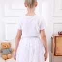 Bezioner Tutu Skirts for Toddler Girls Layered Embroidery Tulle Skirts for Girls Floral Skirt Party Customes (White) Small